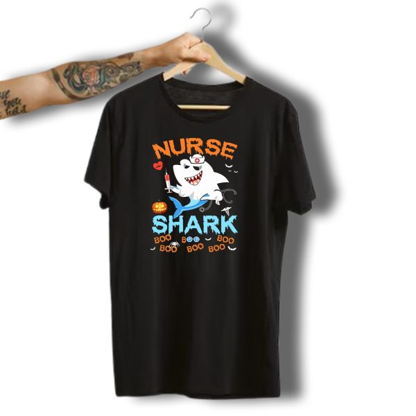 Nurse Shark Halloween Boo Scare With Pumpkins And Ocean Nurse T Shirt t shirt 1