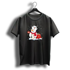 Nurse Snowman Christmas Fun With Medical Kit And Holiday Cheer T-Shirt