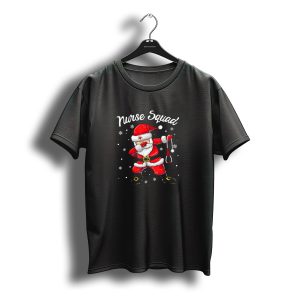 Nurse Squad Dabbing Santa Christmas Scrub Tops Women T-Shirt