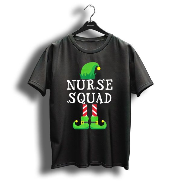 Nurse Squad Elf Matching Family Group Christmas Hat And Shoes T Shirt 1 t shirt 1