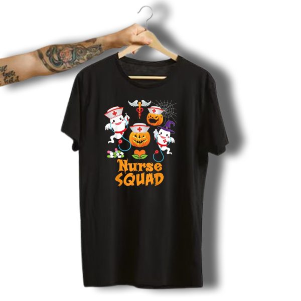 Nurse Squad Halloween Ghost Pumpkin Crew T Shirt t shirt 1