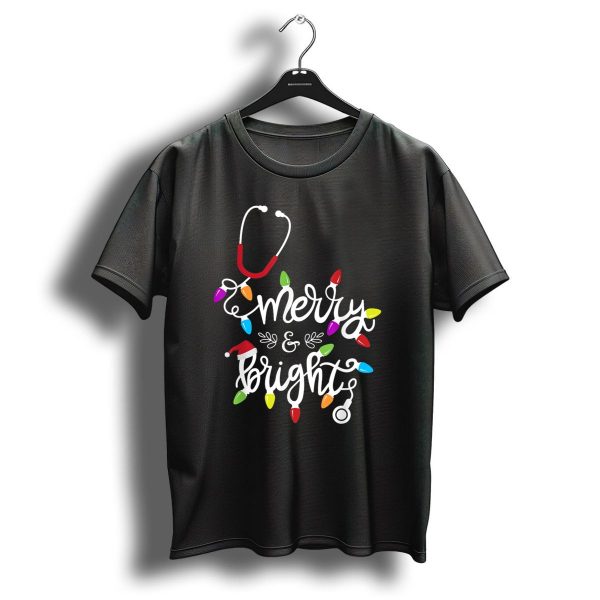 Nurse Stethoscope Merry And Bright Christmas Lights T Shirt 1 t shirt 1