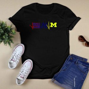 Ny Giants Ny Yankees Michigan Wolverines Heartbeat T-Shirt