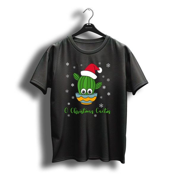 O Christmas Cactus Cactus With A Santa Hat In Snowflakes T Shirt t shirt 1