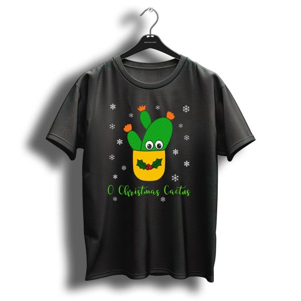 O Christmas Cactus Opuntia Microdasys Cactus Festive Snowflakes Holiday Holly T Shirt 1 t shirt 1