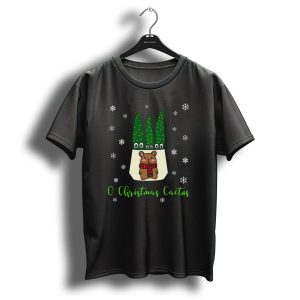 O Christmas Cactus Snowflakes Bear Pot Cute Holiday T-Shirt