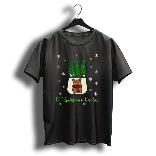 O Christmas Cactus Snowflakes Bear Pot Cute Holiday T Shirt 1 t shirt 1