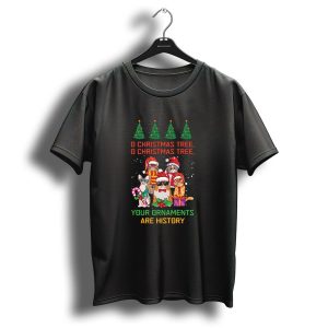 O Christmas Tree O Christmas Tree Your Ornaments Are History Cats Santa Hats Presents T Shirt