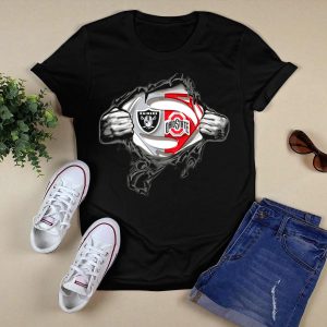 Oakland Raiders Ohio State Buckeyes Super Man Logo Crossover T Shirt