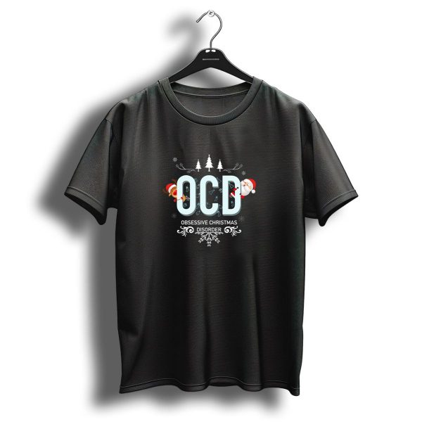 Obsessive Christmas Disorder Ocd Santa And Reindeer With Snowflakes Trees T Shirt 1 t shirt 1