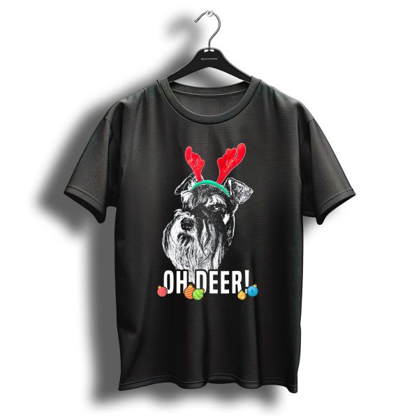 Oh Deer Funny Schnauzer Antlers Festive Christmas Ornaments T Shirt 1 t shirt 1