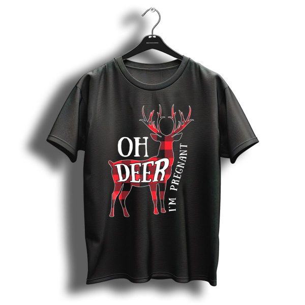 Oh Deer IM Pregnant Christmas Announcement Plaid Reindeer T Shirt 1 t shirt 1
