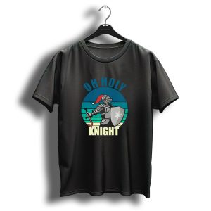 Oh Holy Knight Candy Cane Santa Hat Snowflake Shield Christmas Pun T Shirt