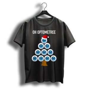 Oh Optometree Eyeball Christmas Tree With Santa Hat T Shirt