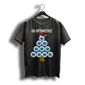 Oh Optometree Eyeball Christmas Tree With Santa Hat T-Shirt