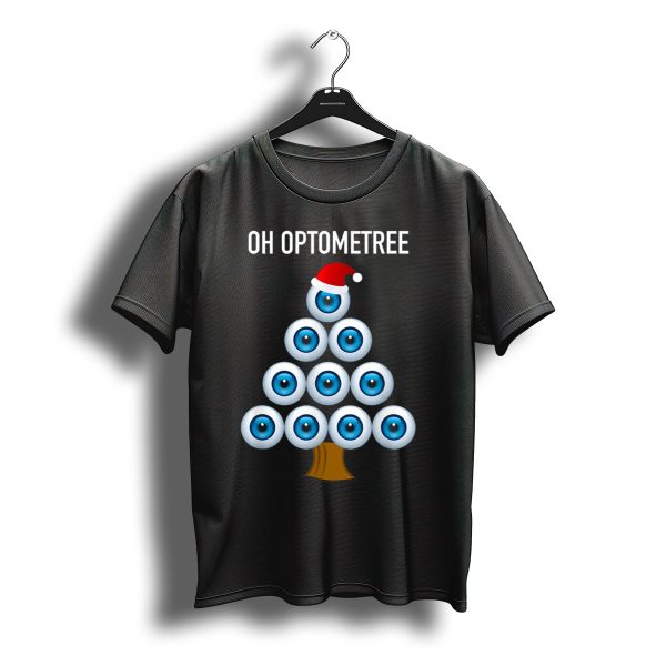 Oh Optometree Eyeball Christmas Tree With Santa Hat T Shirt t shirt 1