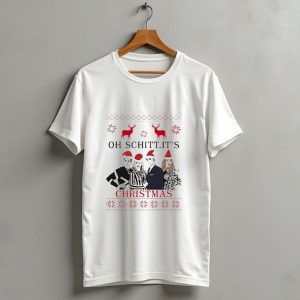 Oh Schitt Its Christmas Holiday 2024 Sweater Reindeer And Characters With Santa Hats T Shirt