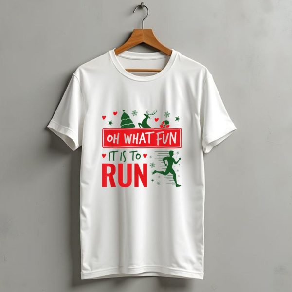 Oh What Fun It Is To Run Reindeer Christmas Running T Shirt 1 t shirt 1