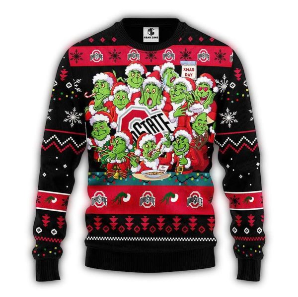 Ohio State Buckeyes 12 Grinch Xmas Day Ugly Sweater 1