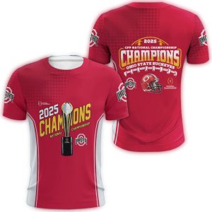Ohio State Buckeyes 2025 Cfp National Champions All-Over Print T Shirt
