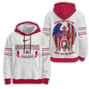 Ohio State Buckeyes 2025 Stand For The Flag Kneel For the Cross All-Over Print Hoodie
