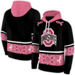 Ohio State Buckeyes Awareness Ribbon Black Pink All-Over Print Hoodie