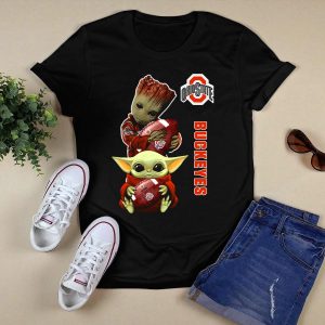Ohio State Buckeyes Baby Groot And Baby Yoda Football T Shirt
