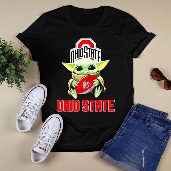 Ohio State Buckeyes Baby Yoda Football Fan T Shirt Black 1