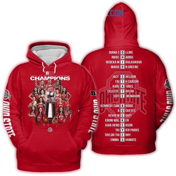 Ohio State Buckeyes Big Ten Regular Season Champions Basketball 2023 2024 AOP Hoodie 1