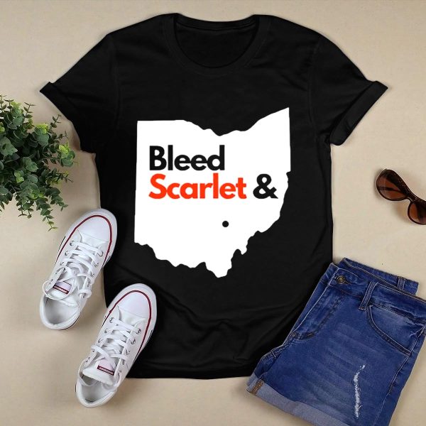 Ohio State Buckeyes Bleed Scarlet and Gray Map T Shirt Black 1