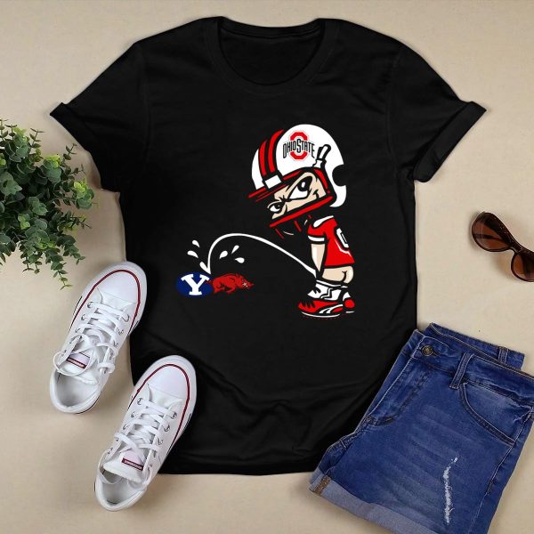 Ohio State Buckeyes Byu Razorbacks Football Cartoon T Shirt Black 1