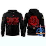 Ohio State Buckeyes Champions Rose Bowl 2025 Black All-Over Print Hoodie