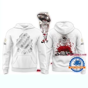 Ohio State Buckeyes Champions Rose Bowl 2025 White All-Over Print Hoodie