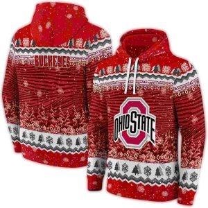 Ohio State Buckeyes Christmas Trees All-Over Print Hoodie