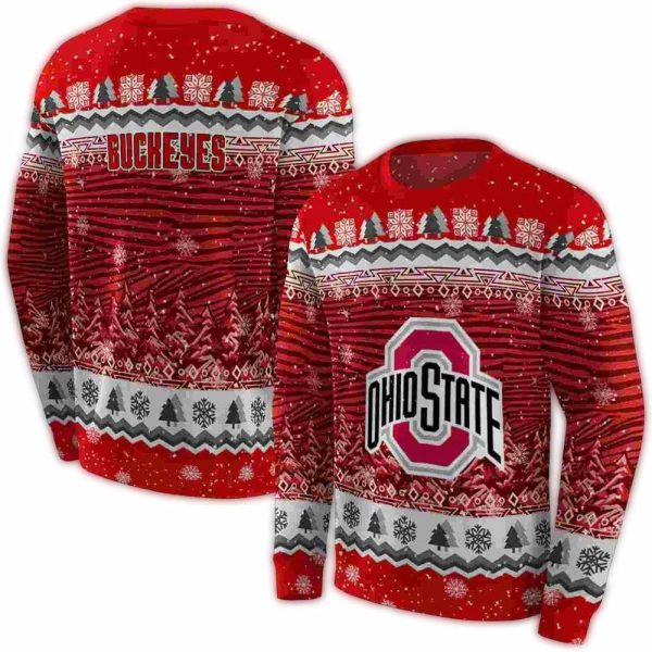 Ohio State Buckeyes Christmas Trees AOP Sweatshirt 1