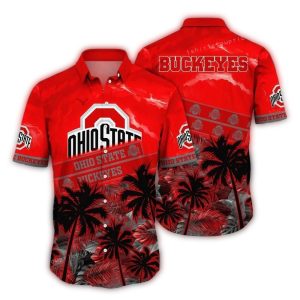 Ohio State Buckeyes Coconut Pattern Sunset Hawaiian Shirt