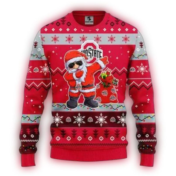 Ohio-State-Buckeyes-Dabbing-Santa-Claus-Ugly-Sweater-1 Ohio State Buckeyes Dabbing Santa Claus Ugly Sweater 1
