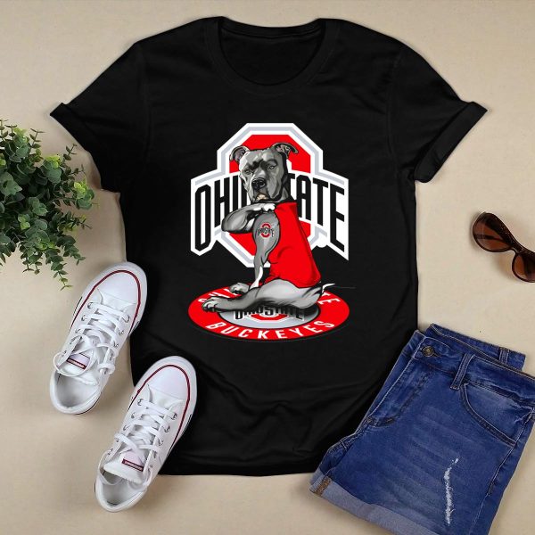 Ohio State Buckeyes Dog In Red Vest T Shirt Black 1