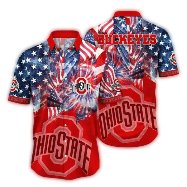 Ohio-State-Buckeyes-Flag-American-Pattern-Hawaiian-Shirt-1 Ohio State Buckeyes Flag American Pattern Hawaiian Shirt 1