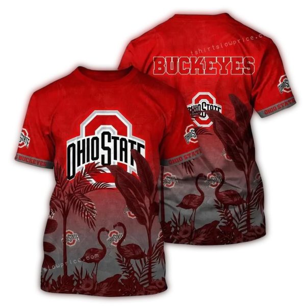 Ohio State Buckeyes Flamingo Vintage AOP T Shirt 1