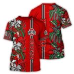 Ohio State Buckeyes Floral Flower Stripe All-Over Print T Shirt