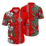 Ohio State Buckeyes Floral Flower Stripe Hawaiian Shirt