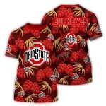 Ohio State Buckeyes Floral Leafs Pattern All-Over Print T Shirt