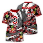 Ohio State Buckeyes Floral Pineapple Pattern All-Over Print T Shirt
