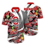 Ohio State Buckeyes Floral Pineapple Pattern Hawaiian Shirt