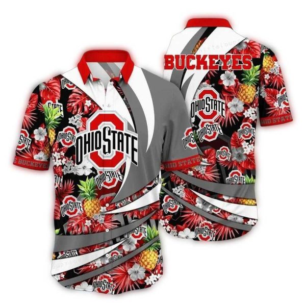Ohio State Buckeyes Floral Pineapple Pattern Hawaiian Shirt 1