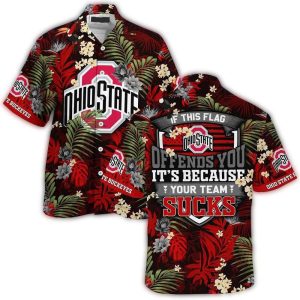 Ohio State Buckeyes Floral Team Hawaiian Shirt