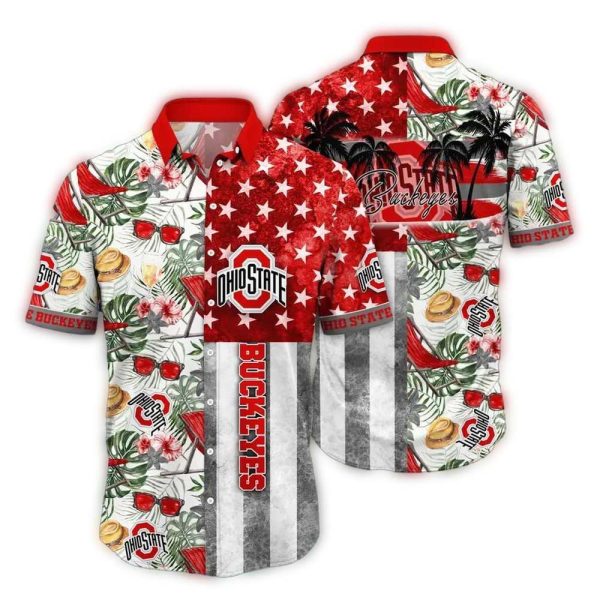 Ohio-State-Buckeyes-Floral-and-Flag-American-Hawaiian-Shirt-1 Ohio State Buckeyes Floral and Flag American Hawaiian Shirt 1