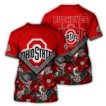 Ohio State Buckeyes Flower Blossom All-Over Print T Shirt