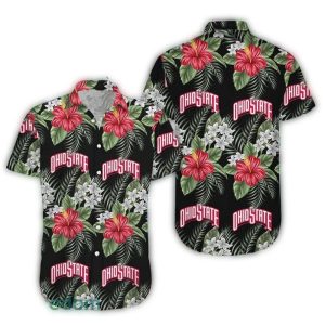 Ohio State Buckeyes Flower Floral Pattern Summer Vacation Hawaiian Shirt